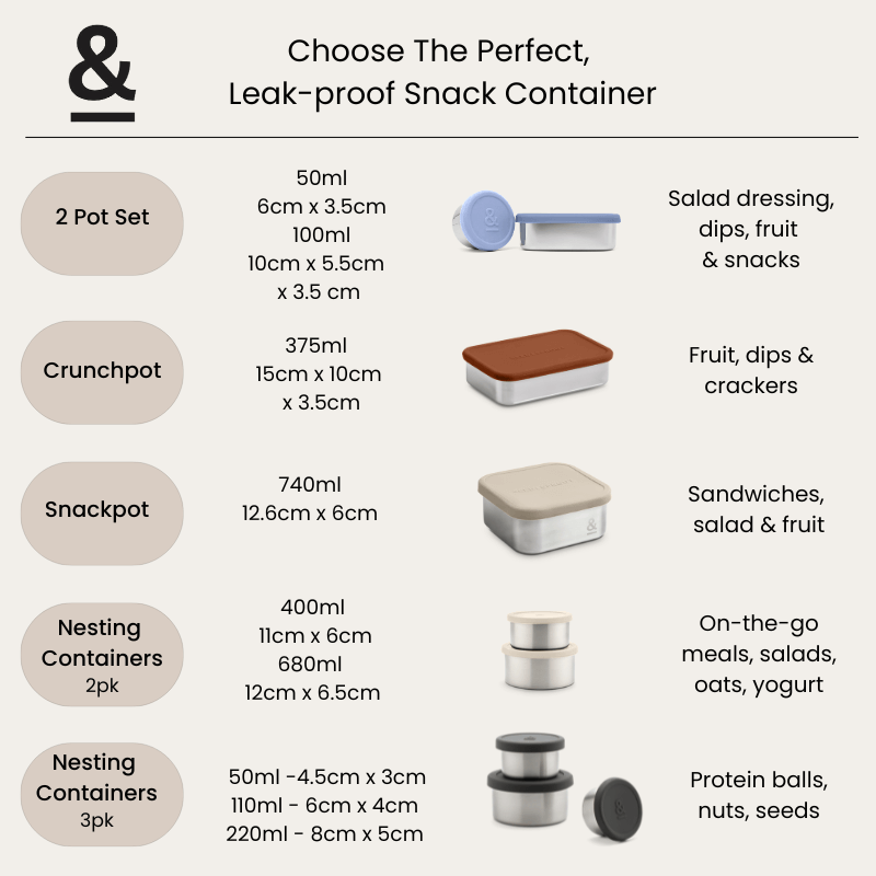 2 Pot Set - Stainless Steel Snack Containers