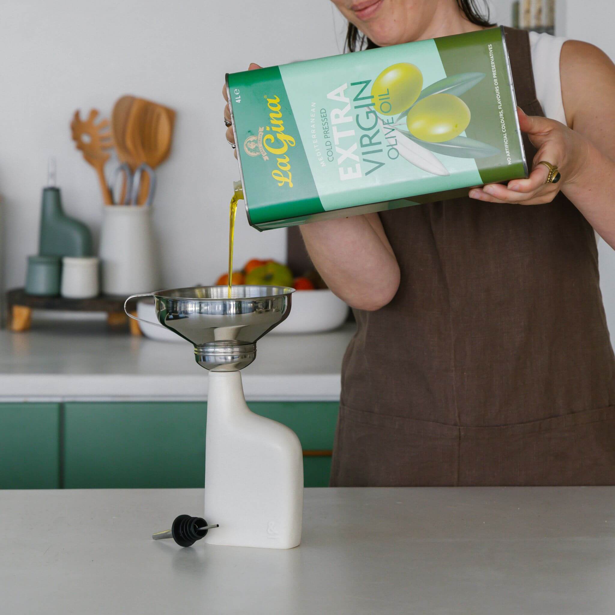 Ceramic Olive Oil and Vinegar Bottle Set