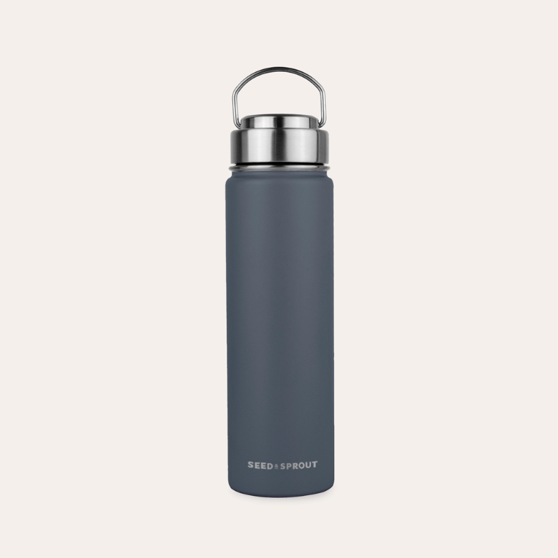 matte liquorice black thermos for men