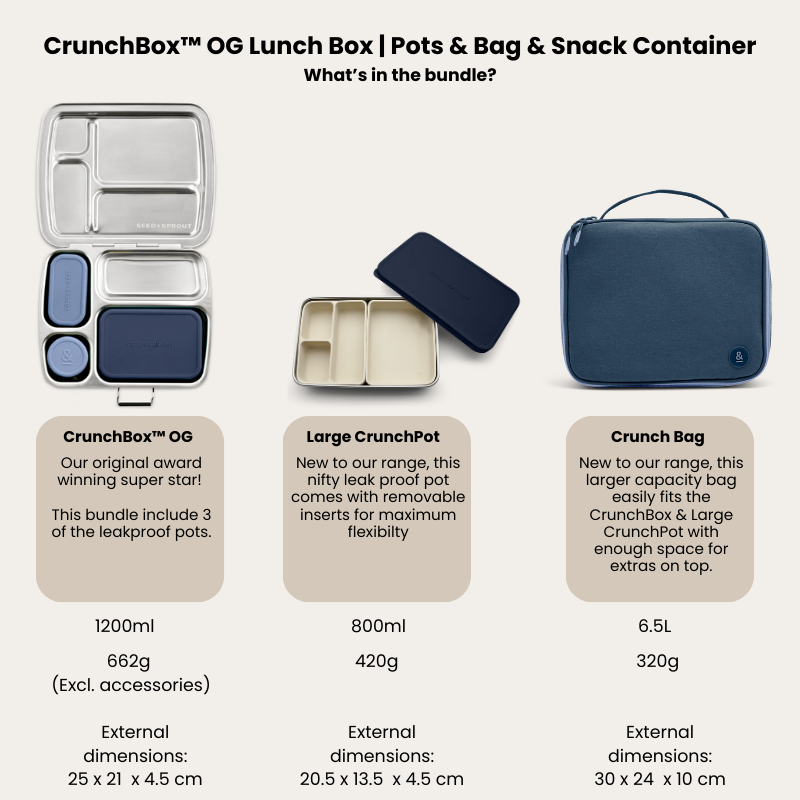CrunchBox™ OG Lunch Box | Pots & Bag & Snack Container