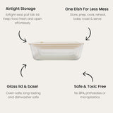 SECONDS: Glass Food Containers | Rectangle Mixed 3pk Oat Milk