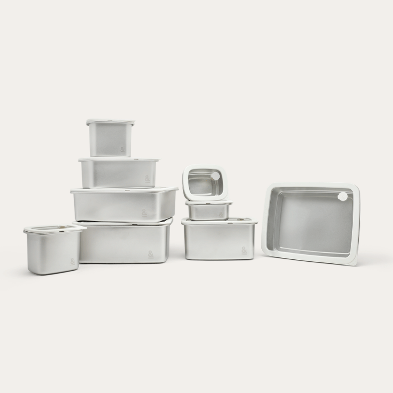 Rectangle Stainless Steel and Glass Containers Bundle