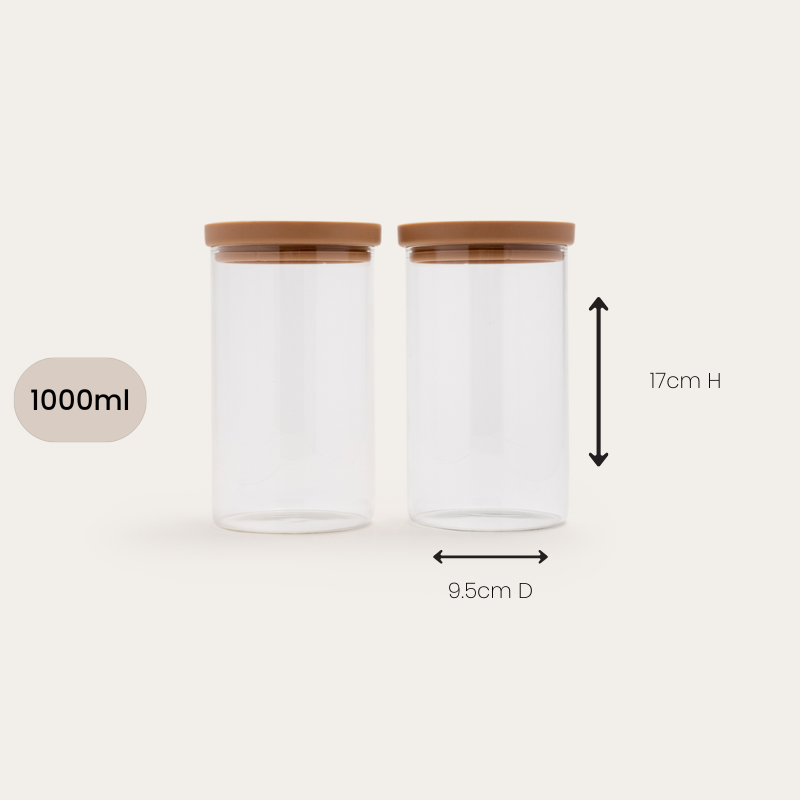 Wategos Glass Pantry Jars 2pk | Praline 1000ml