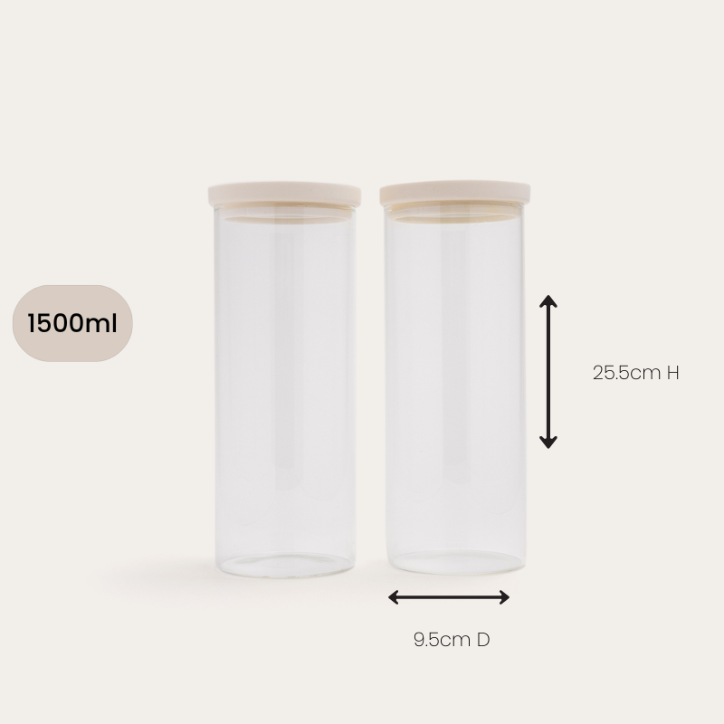 Wategos Glass Pantry Jars 2pk | Oat Milk 1500ml - Pre Order