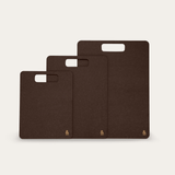 Wood Fibre Chopping Board Trio in Nutmeg, all three sizes displayed front-on against a neutral background
