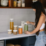 Wategos Round Glass Pantry Jars | Oat Milk