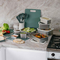Rectangle Stainless Steel and Glass Containers Bundle