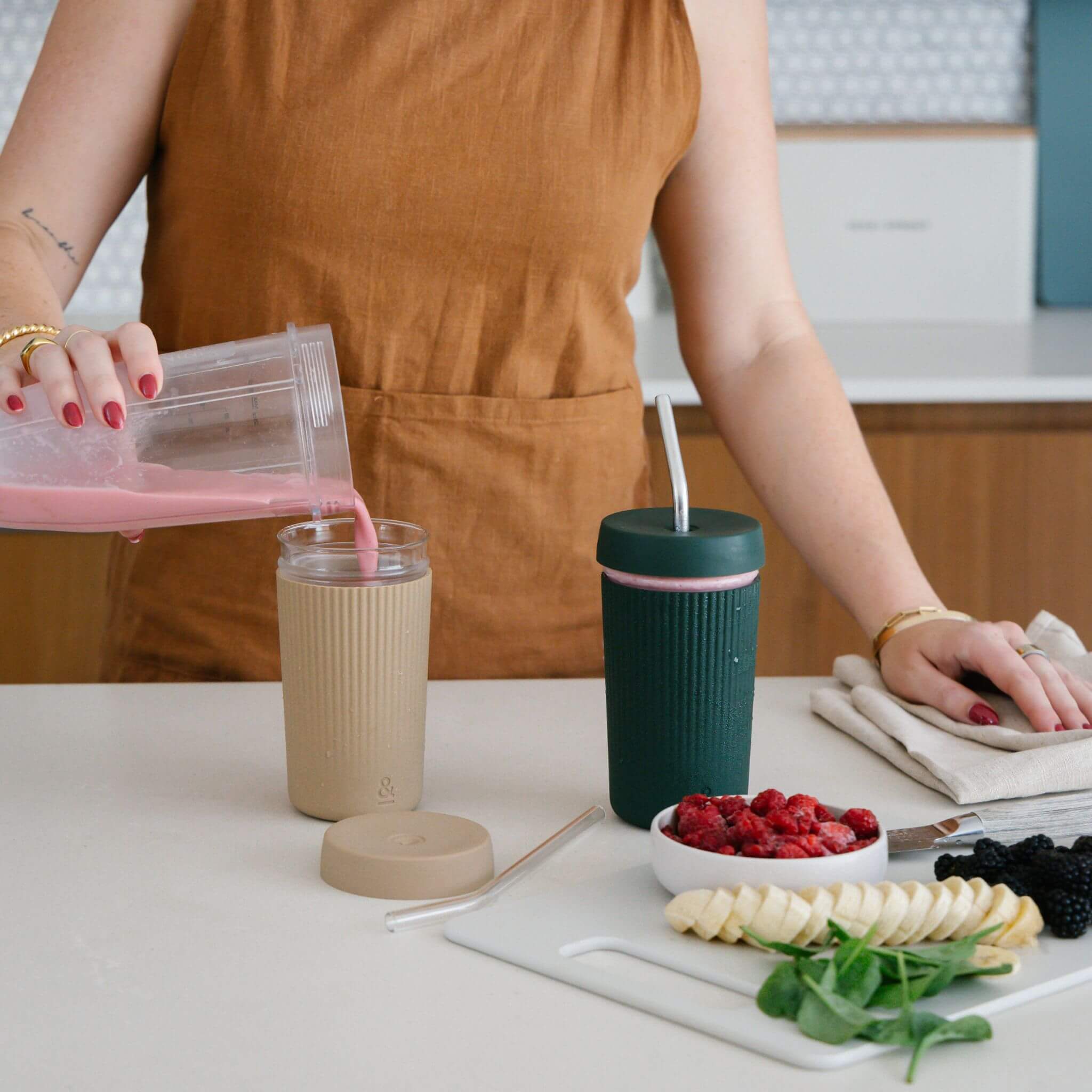 Reusable Glass Smoothie Cup