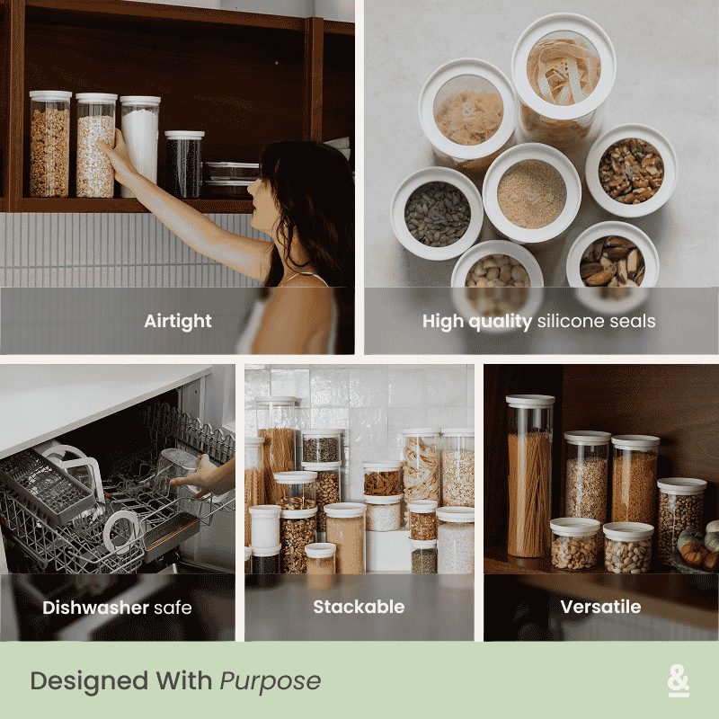 Wategos Round Glass Pantry Jars | Oat Milk